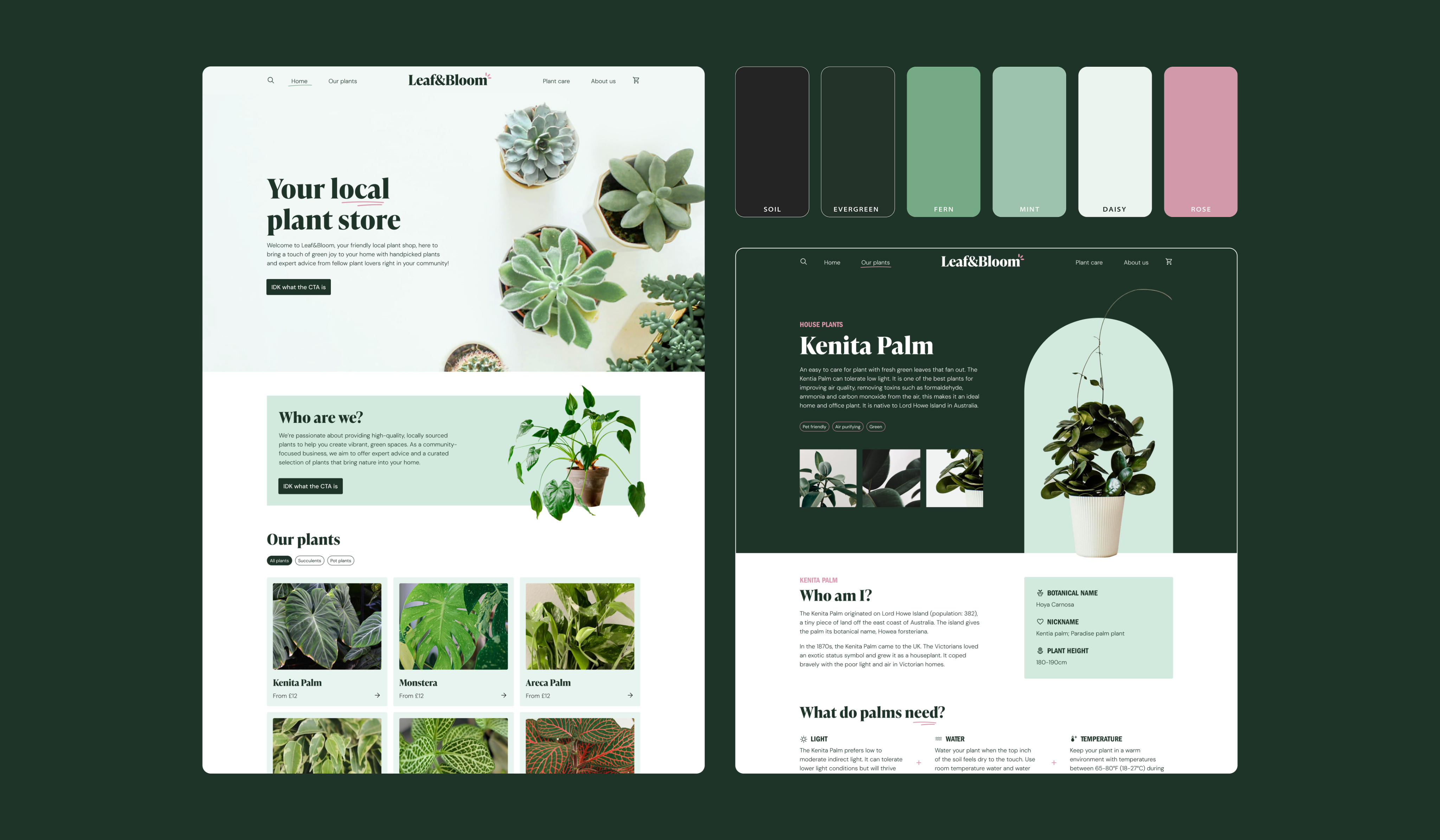 A screenshot from the Leaf&Bloom: Branding and UX project